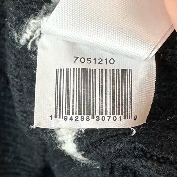 Cece Mock Neck Black and White Stripe Puff Flounce Sleeve Sweater - Picture 6 of 9